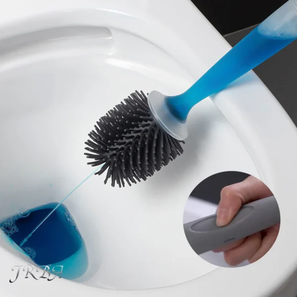Toilet Brush Holder Set Silicone Toilet Brush with Refillable Handle Dispenser Bathroom Scrubber Cleaner Toilet Brush