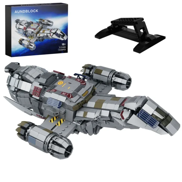 MOC Spaceship Building Blocks Set Transport Ship with Display Stand Movie Collection 1345pcs Bricks Toys for Adults Kids Gifts