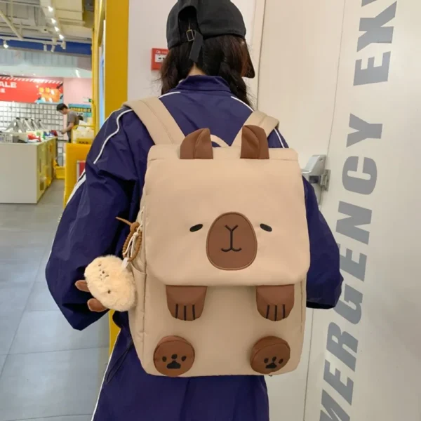 Kawaii Capybara Nylon Backpack for Women Versatile Cartoon Funny Capibala Crossbody Bag Large Capacity Tote Bag Handbag