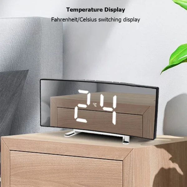 Creative Desk Alarm Clock Bedside Table Clock USB Charging/Battery Powered Mute Electronic Alarm Clock for Home Office Dormitory