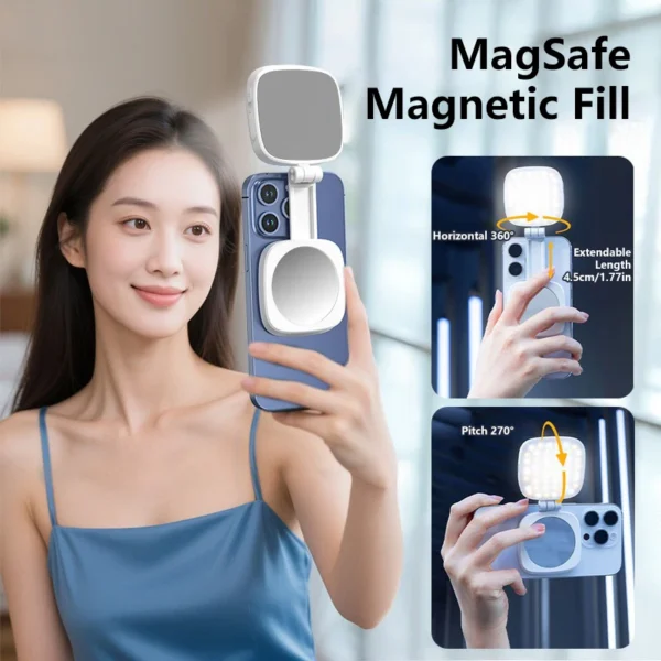 Magnetic Phone Selfie Light Pocket Light Phone Light with Mirror Portable Instant Attachment for Rechargeable Video Confere 2026