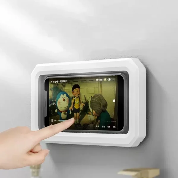 Waterproof Phone Holder - Suction Cup Shower Mount for Bathroom/Wall, Touch Screen Access & Steam-Proof Seal, Max 6.7" Phones